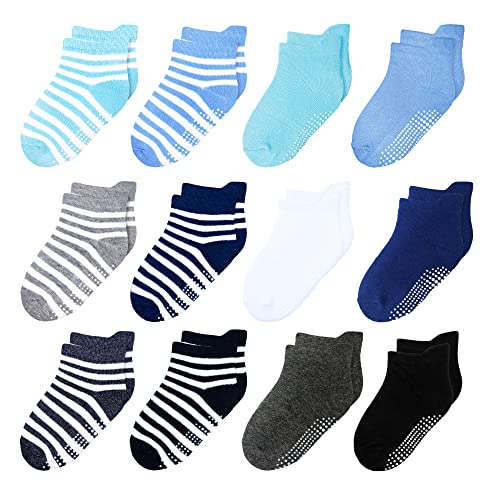 HYzgb Anti rutsch socken baby 12-18 Monate 12 Paar Stoppersocken kinder 23-26 für Baby Jungen 1-3 Jahre Antirutschsocken Socken mit Griffen von HYzgb