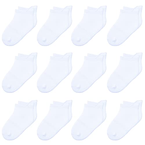 HYzgb Rutschsocken kinder 3-5 Jahre 12 Paar ABS Socken Kinder 26 27 28 alt Stoppersocken kinder mit rutschfesten Griffen Baumwolle Knöchel Socken für Unisex Kleinkind Jungen Mädchen von HYzgb