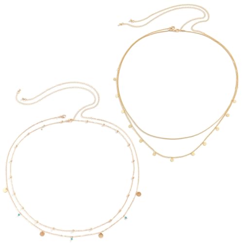 HZAOPZE 2 pcs Bauch Taille Kette-Gold Kristall Bauchketten Kristall Pailletten Geschichteten Strass Halskette Geschichtet Funkelnd Hüftkette Bikini-Kette Körperschmuck für Mädchen und Frauen von HZAOPZE