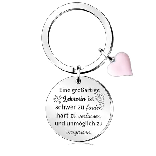 HZBLAZ Lehrerin SchlüSselanhänger Frauen Lehrertag Schätzen Danke Andenken Geburtstag Glücklicher Ruhestand Schätzen Weihnachten Großartige Lehrerin Erntedankfest Herz Schlüsselring von HZBLAZ