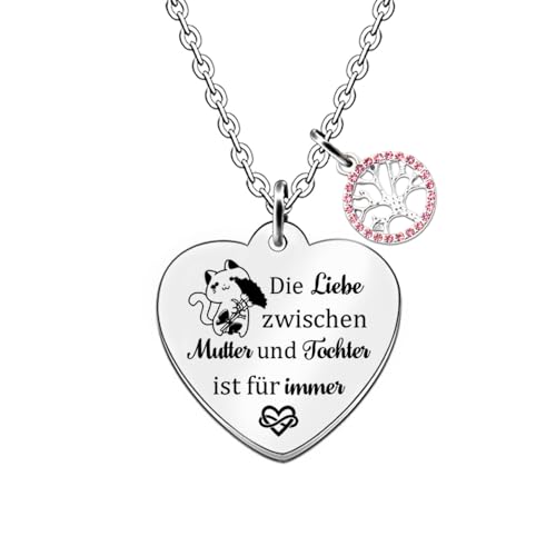 HZBLAZ Mama Anhänger Halsketten Weihnachten Muttertag Mutter und Tochter Liebe für Immer Geburtstag Abschlussfeier Begleiten Ruhestand Schätzen Gravierte Andenken Erntedankfest Frauen Schmuck von HZBLAZ