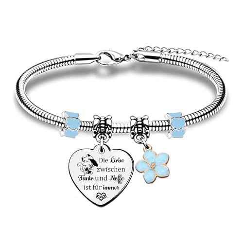 HZBLAZ Tante Armbänder Weihnachten Muttertag Geschenk Tante und Neffe Liebe für Immer Armreif Geburtstag Abschlussfeier Ruhestand Schätzen Gravierte Andenken Erntedankfest Frauen Schmuck von HZBLAZ