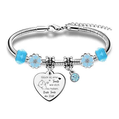 HZBLAZ Tante Armband Personalisierte Weihnachtsgeschenke Muttertag Erntedankfest Geburtstag Wertschätzung Blaue Perlen Charms Armreif Schmuck Familie Sammeln Tag Frauen Andenken von Nichte Neffe HZBLAZ Tante Armband Personalisierte Weihnachtsgeschenke Muttertag Erntedankfest Geburtstag Wertschätzung Blaue Perlen Charms Armreif Schmuck Familie Sammeln Tag Frauen Andenken von Nichte Neffe von HZBLAZ