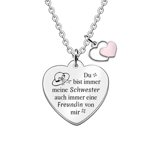 nhänger Halsketten Schwester Personalisiert Weihnachten Geburtstag Große Mitte Kleine Schwestern Begleiten Ermutigen Inspirierende Zitate Graviertes Herz Charm Zurück zur Schule Schmuck Schätzen von HZBLAZ