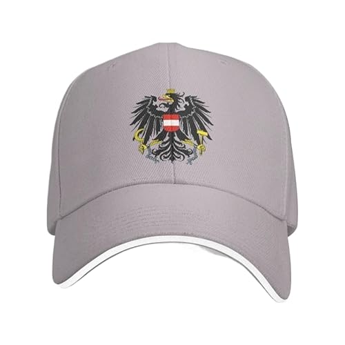 HZCRAES Personalisiertes Wappen Österreichs Baseballkappe - Atmungsaktive Dad Hat Streetwear Verstellbare Outdoor Damen Herren Frühling All-Match Sandwichhut Sommerflagge Sonnenhut Grau Einheitsgröße von HZCRAES