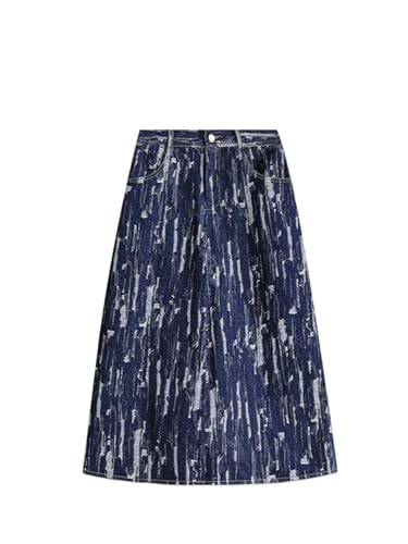 Jeansröcke Für Damen, Midi, Mit Knopfverschluss, Personalisierter Zerrissener Jeansrock In A-Linie, Punk-Rock Mit Hoher Taille Und Schmalem, Geradem Schnitt Und Taschen Für Damen, Lässiges Allt von HZCRAES