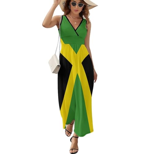 Sommer Geometrisches Jamaika Flaggekleider Damen Ärmelloses V-Ausschnitt Kleid Lang Leicht Schöne Maxikleid Swing A-Line Lang Strandkleid Boho Kleid Partykleid Sommer Geometrisches Jamaika Flaggekleider Damen Ärmelloses V-Ausschnitt Kleid Lang Leicht Schöne Maxikleid Swing A-Line Lang Strandkleid Boho Kleid Partykleid von HZCRAES