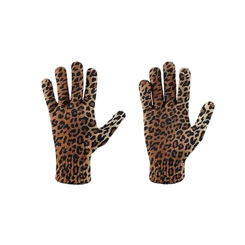 Winterhandschuhe Für Damen – Touchscreen-Handschuhe, Modische, e Strickhandschuhe Mit Leopardenmuster, Vollfingerhandschuhe Für Damen Und Herren, Golfhandschuhe Mit Elastischer Mansch von HZCRAES