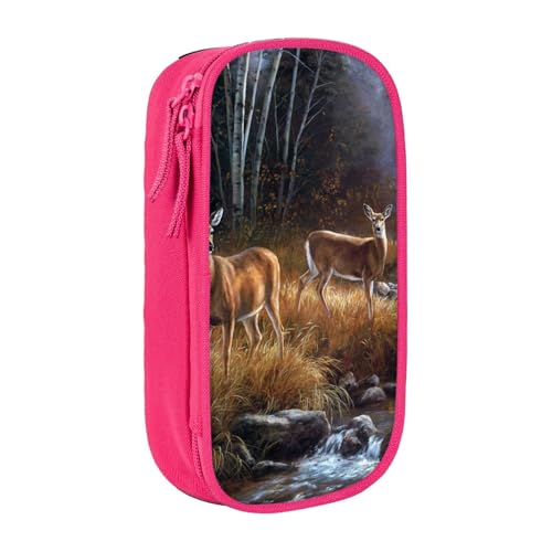 HZHUAOEG Beauty Deer Federmäppchen für Studenten, Mädchen, Jungen, großes Fassungsvermögen, Federmäppchen mit großen Fächern für Schule, Büro, Schreibwaren, Schwarz, rose, Einheitsgröße, Schulranzen von HZHUAOEG