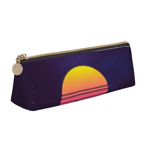 HZHUAOEG Federmäppchen mit britischem Telefonzelle, dreieckig, für Studenten, Mädchen, Jungen, Leder-Federmäppchen, Büro-Organizer, einfaches, langlebiges Federmäppchen, Retrowave-Bilder, von HZHUAOEG