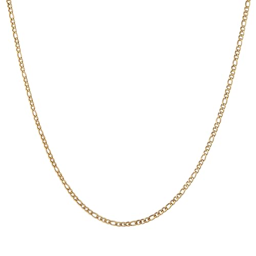 HZMAN 14K Gold Plattierte Figaro Kette für Männer Damen 3mm/5mm/7mm Edelstahl Halskette 16-30 Zoll Schmuck Geschenk (Gold,3mm,28in) von HZMAN