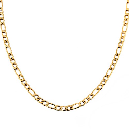 HZMAN 14K Gold Plattierte Figaro Kette für Männer Damen 3mm/5mm/7mm Edelstahl Halskette 16-30 Zoll Schmuck Geschenk (Gold,5mm,20in) von HZMAN