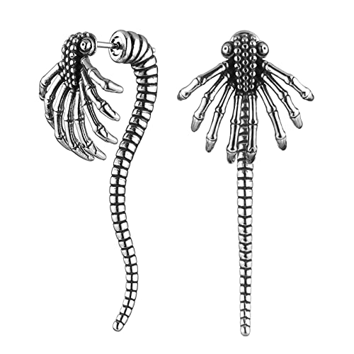 HZMAN Alien Facehugger Ohrringe für Damen Herren Edelstahl Retro Gothic Punk Xenomorph Insekt Ohrstecker Biker Party Schmuck Geschenk von HZMAN