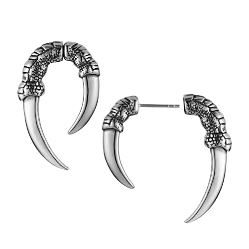HZMAN Edelstahl Drachenkralle Ohrstecker für Damen Herren Gothic Punk Piercing Scharfe Kralle Ohrring Schmuck Geschenk (Klein) von HZMAN