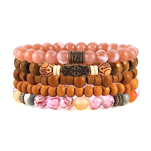 HZMAN Wickelarmbänder Männer Frauen Hanfschnüre Holzperlen Ethnic Tribal Armbänder, Lederarmbänder (Lava Stone) von HZMAN