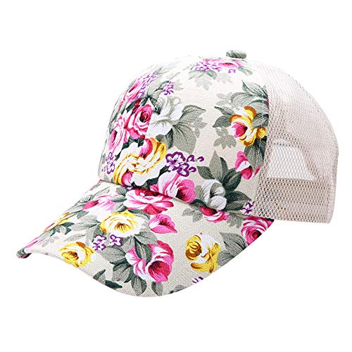 HZMM Damen Blumen Baseballmütze Sommer Damen Sonnenhut Verstellbarer Sonnenhut Trucker Sportmütze für Outdoor Sonnenschutz Snapback Outdoor Sonnen Kappe von HZMM