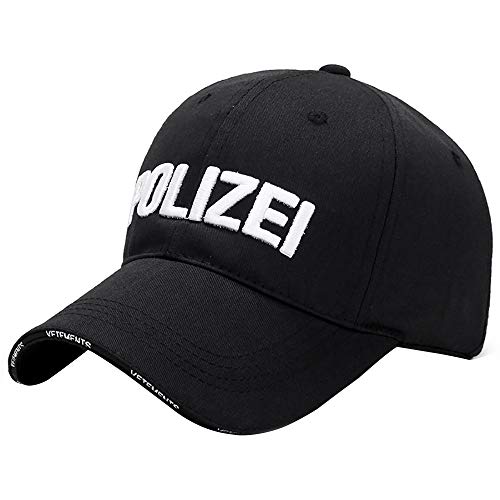 HZMM Washed Vintage Baseball Cap Polizei atmungsaktive Outdoor-Schirmmütze Baseballcap Sommer Atmungsaktive Outdoor-Freizeit-Cap-Baseball-Mütze Running Basecap Strandhut, Einheitsgröße, Schwarz von HZMM