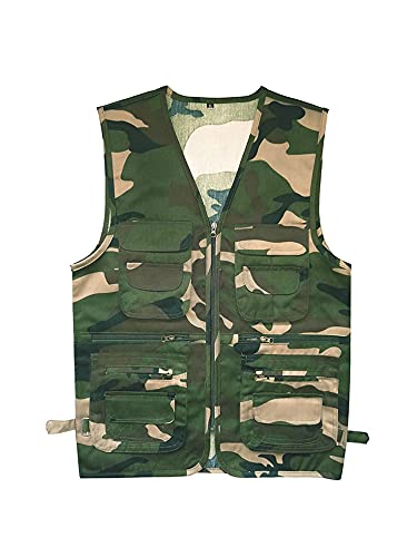 HZQIFEI Herren Outdoor Ärmellos Weste Freizeit Angler Camping Wandern Weste mit Vielen Praktischen Taschen (Camo#3, 3XL) von HZQIFEI
