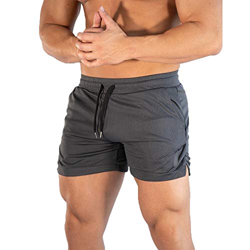 HZQIFEI Shorts Herren Sport Sommer Kurze Hosen Schnelltrocknende Laufshorts Trainingshose Outdoor Sporthose mit Tasch (Grau, 4XL) von HZQIFEI