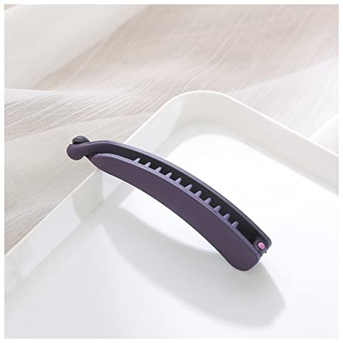 Haarnadel 1 Stück Bananenclip Massivfarbe Mattes Haar Clips for Frauen Mode Haar Krallen Barrettes Pferdeschwanzhalter Haarnadeln Haarschmuck Zubehör Haarnadel Holz(Purple) von HZWMQDLF