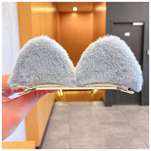 Haarnadel 1 paar mädchen nette weiche plüsch katze ohren haarnadeln süße haare dekorieren selfie requisiten haarklumpen mode haarschmuck Haarnadel Holz(Blue gray) von HZWMQDLF