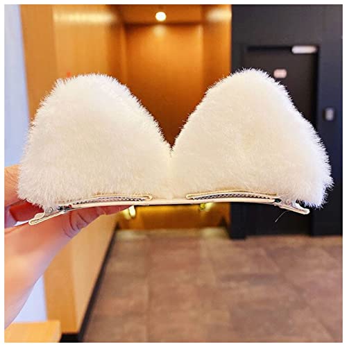 Haarnadel 1 paar mädchen nette weiche plüsch katze ohren haarnadeln süße haare dekorieren selfie requisiten haarklumpen mode haarschmuck Haarnadel Holz(White) von HZWMQDLF
