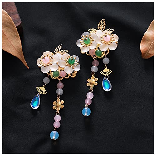 Haarnadel 1 stück / 2 stücke Antike Chinesische Haarnadeln Mädchen Blumen Haar Kamm Clip Quaste Haarnadeln Haarnadel Holz(Beige) von HZWMQDLF