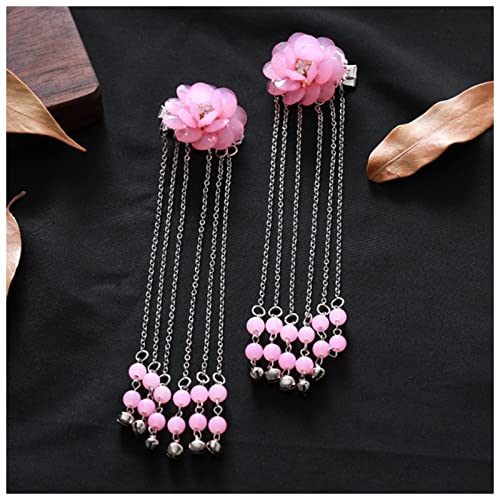 Haarnadel 1 stück / 2 stücke Antike Chinesische Haarnadeln Mädchen Blumen Haar Kamm Clip Quaste Haarnadeln Haarnadel Holz(Pink) von HZWMQDLF