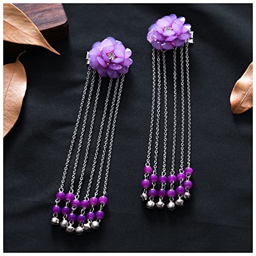 Haarnadel 1 stück / 2 stücke Antike Chinesische Haarnadeln Mädchen Blumen Haar Kamm Clip Quaste Haarnadeln Haarnadel Holz(Purple) von HZWMQDLF