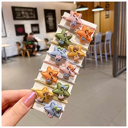 Haarnadel 10 stücke/satz Niedliche Cartoon Frische Frucht Elastische Haarbänder Mädchen Schöne Gummibänder Geschenk Haarschmuck Haarnadel Holz(5) von HZWMQDLF