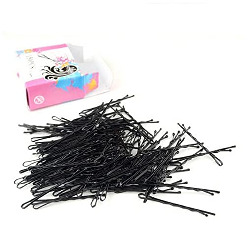 Haarnadel 100 teile/los 5 cm Schwarze Haarnadeln for Frauen Haarspange Dame Unsichtbare Welle Haargrip Metall Hairclip Side Drahtwort Ordner Haarnadel Holz von HZWMQDLF