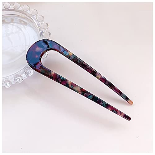 Haarnadel 12-farbige Acetatfaser U-förmige Haarbänder Kopfschmuck for Damen Elegante Damen Haarnadeln Haarnadeln Haarschmuck Geschenke Haarnadel Holz(10) von HZWMQDLF