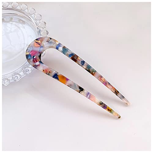 Haarnadel 12-farbige Acetatfaser U-förmige Haarbänder Kopfschmuck for Damen Elegante Damen Haarnadeln Haarnadeln Haarschmuck Geschenke Haarnadel Holz(11) von HZWMQDLF