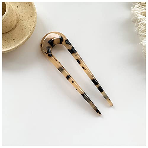 Haarnadel 12-farbige Acetatfaser U-förmige Haarbänder Kopfschmuck for Damen Elegante Damen Haarnadeln Haarnadeln Haarschmuck Geschenke Haarnadel Holz(2) von HZWMQDLF