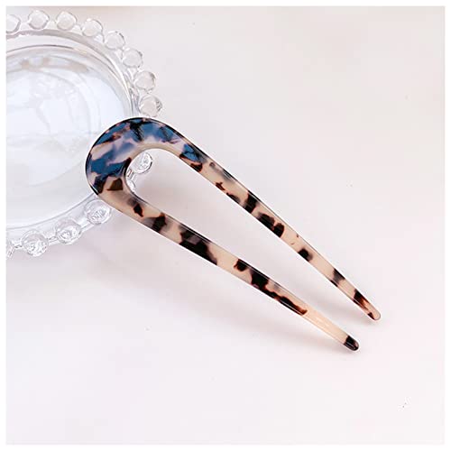 Haarnadel 12-farbige Acetatfaser U-förmige Haarbänder Kopfschmuck for Damen Elegante Damen Haarnadeln Haarnadeln Haarschmuck Geschenke Haarnadel Holz(5) von HZWMQDLF