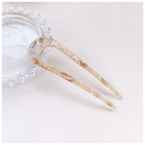 Haarnadel 12-farbige Acetatfaser U-förmige Haarbänder Kopfschmuck for Damen Elegante Damen Haarnadeln Haarnadeln Haarschmuck Geschenke Haarnadel Holz(7) von HZWMQDLF