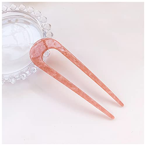 Haarnadel 12-farbige Acetatfaser U-förmige Haarbänder Kopfschmuck for Damen Elegante Damen Haarnadeln Haarnadeln Haarschmuck Geschenke Haarnadel Holz(8) von HZWMQDLF