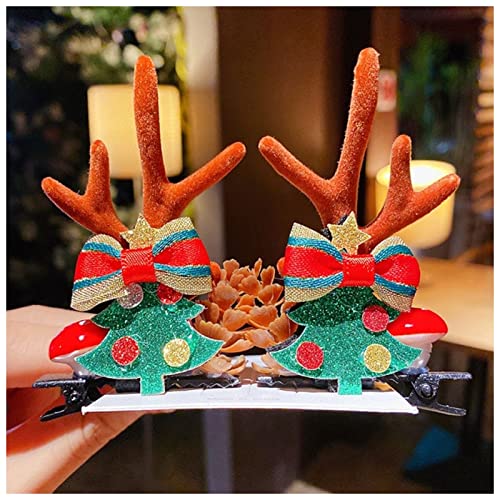Haarnadel 1Pair Frauen Mädchen Cartoon Weihnachten Geweih Haarnadeln Neues Jahr Süße Haare Dekorieren Barrettes Haar Clips Neuheit Haarschmuck Zubehör Haarnadel Holz(10) von HZWMQDLF