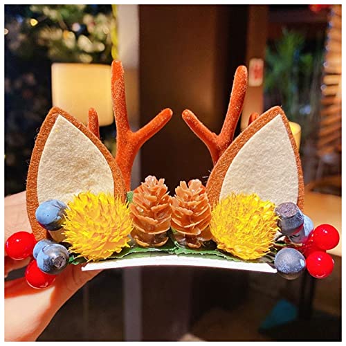 Haarnadel 1Pair Frauen Mädchen Cartoon Weihnachten Geweih Haarnadeln Neues Jahr Süße Haare Dekorieren Barrettes Haar Clips Neuheit Haarschmuck Zubehör Haarnadel Holz(12) von HZWMQDLF