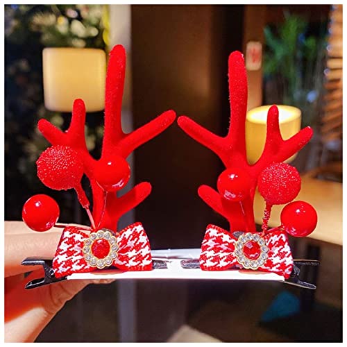 Haarnadel 1Pair Frauen Mädchen Cartoon Weihnachten Geweih Haarnadeln Neues Jahr Süße Haare Dekorieren Barrettes Haar Clips Neuheit Haarschmuck Zubehör Haarnadel Holz(15) von HZWMQDLF