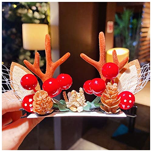 Haarnadel 1Pair Frauen Mädchen Cartoon Weihnachten Geweih Haarnadeln Neues Jahr Süße Haare Dekorieren Barrettes Haar Clips Neuheit Haarschmuck Zubehör Haarnadel Holz(17) von HZWMQDLF