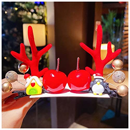 Haarnadel 1Pair Frauen Mädchen Cartoon Weihnachten Geweih Haarnadeln Neues Jahr Süße Haare Dekorieren Barrettes Haar Clips Neuheit Haarschmuck Zubehör Haarnadel Holz(20) von HZWMQDLF