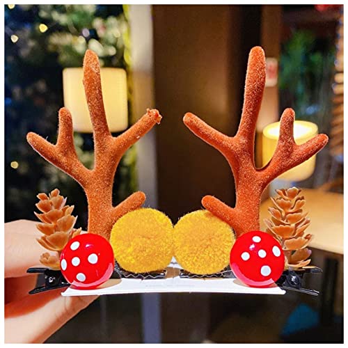 Haarnadel 1Pair Frauen Mädchen Cartoon Weihnachten Geweih Haarnadeln Neues Jahr Süße Haare Dekorieren Barrettes Haar Clips Neuheit Haarschmuck Zubehör Haarnadel Holz(4) von HZWMQDLF