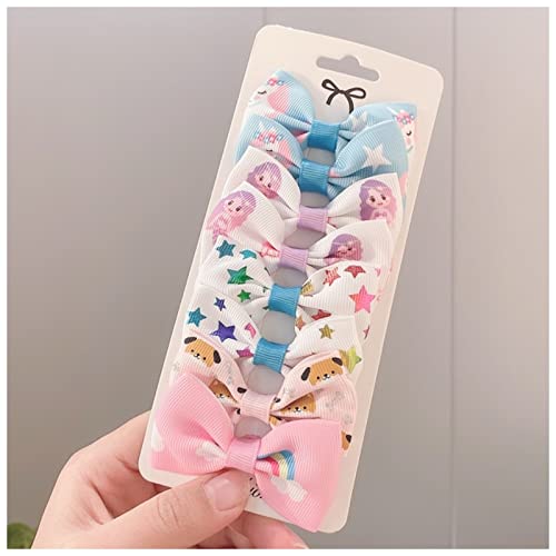 Haarnadel 8 stücke/los Grosgrain Ribbon Haar Bögen Clips Drucken Mini Bögen for Mädchen Headwear Beste Geschenke Haarnadel Holz(10) von HZWMQDLF