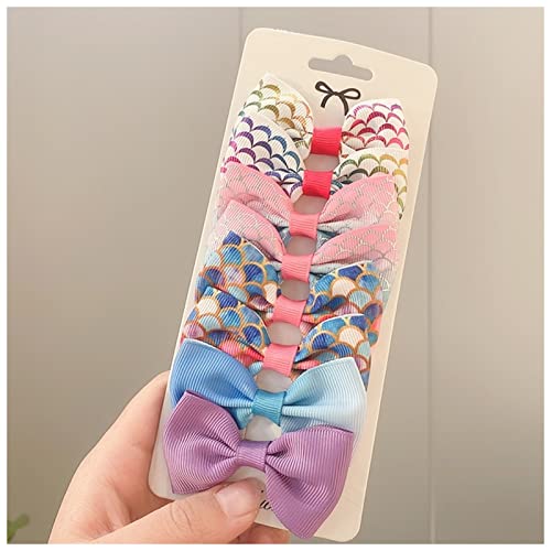 Haarnadel 8 stücke/los Grosgrain Ribbon Haar Bögen Clips Drucken Mini Bögen for Mädchen Headwear Beste Geschenke Haarnadel Holz(11) von HZWMQDLF