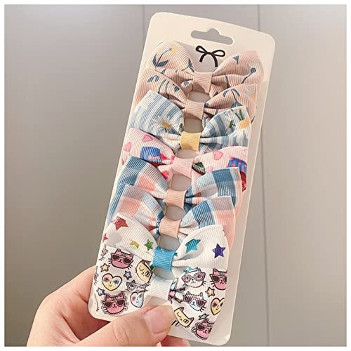 Haarnadel 8 stücke/los Grosgrain Ribbon Haar Bögen Clips Drucken Mini Bögen for Mädchen Headwear Beste Geschenke Haarnadel Holz(3) von HZWMQDLF