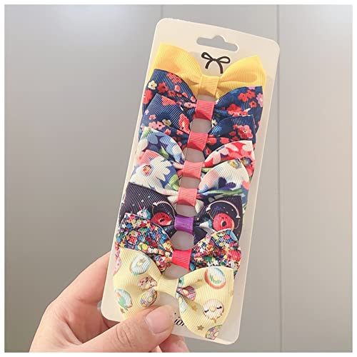 Haarnadel 8 stücke/los Grosgrain Ribbon Haar Bögen Clips Drucken Mini Bögen for Mädchen Headwear Beste Geschenke Haarnadel Holz(5) von HZWMQDLF