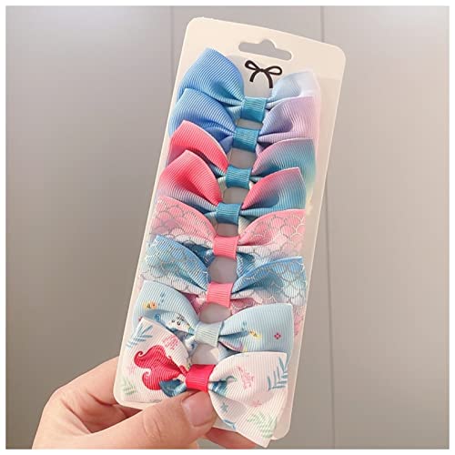 Haarnadel 8 stücke/los Grosgrain Ribbon Haar Bögen Clips Drucken Mini Bögen for Mädchen Headwear Beste Geschenke Haarnadel Holz(7) von HZWMQDLF