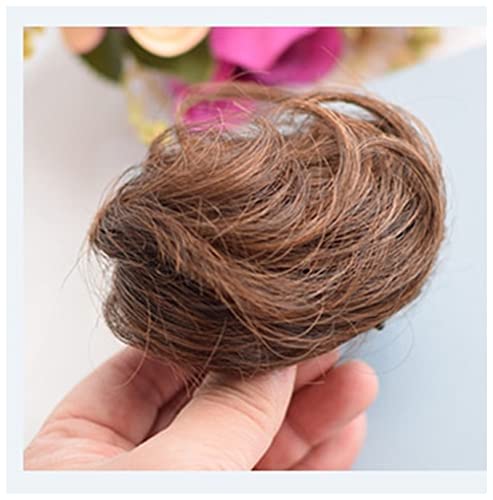 Haarnadel Curly kurze synthetische Haarverlängerung Chignon Donut Roller Bun Wig Claw Clip in Haarteil for Frauen Haarnadel Holz(Light brown) von HZWMQDLF