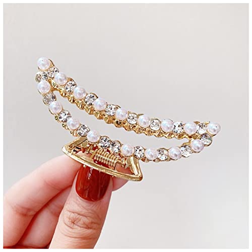 Haarnadel Frauen Elegante Perlen Strass Geometrische Haar Krallen Zurück Haar Hold Clips Süß Dekorieren Stirnband Mode Haarschmuck Haarnadel Holz(14) von HZWMQDLF